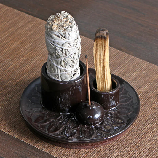 Creative Natural White Sage Palo Santo Incense Stick Holder Ceramic Incense Burner American Decorations for Home Candle Holder